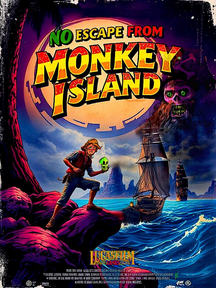 no escape from monkey island (foreign retro poster)