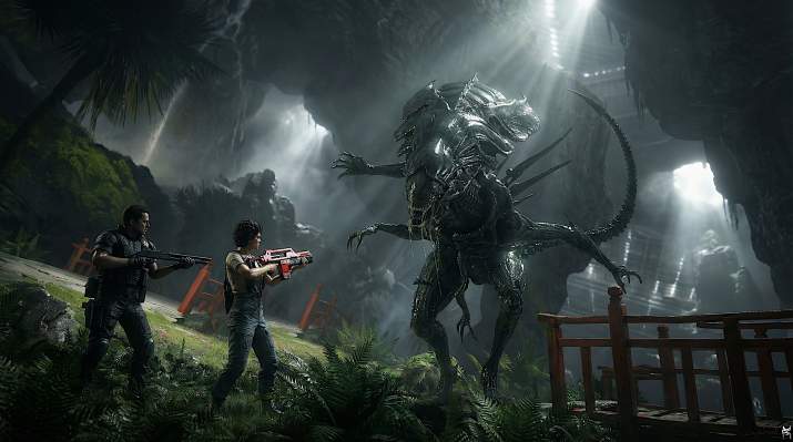 ripley and hicks confront the alien queen (unproduced neill blomkamp alien movie)